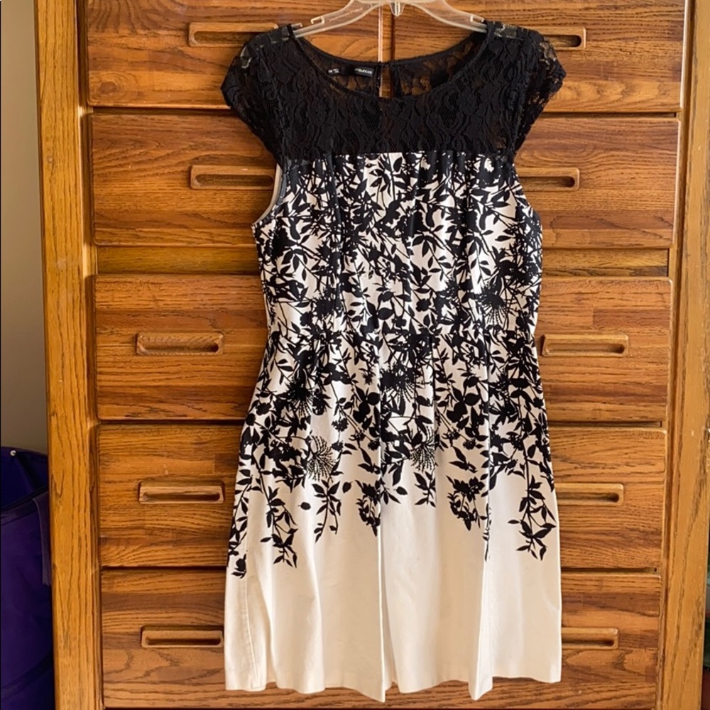Black and white floral dress with lace